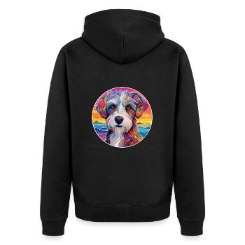 Chien de berger picard race de chien dessin animé coloré Waterc - Veste à capuche bio Premium Unisexe - noir - Dos - Nico (187cm)