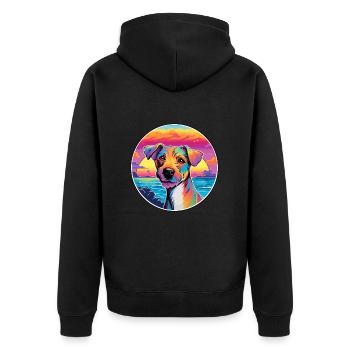 Plummer Terrier Hund Rasse Bunte Karikatur Waterco - Unisex Premium Bio Zip Hoodie - Schwarz - Hinten - Nico (187cm)