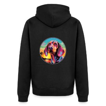 Chien de chasse polonais race de chien de bande dessinée colorée Wa - Veste à capuche bio Premium Unisexe - noir - Dos - Nico (187cm)