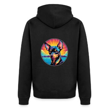 Russe Toy Terrier Chien Race Coloré Cartoon Wat - Veste à capuche bio Premium Unisexe - noir - Dos - Nico (187cm)