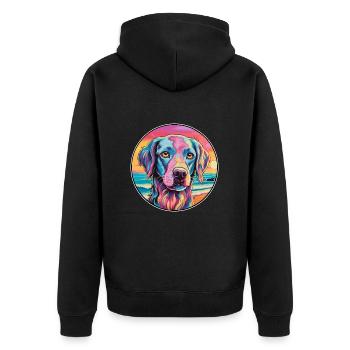 Sapsali Dog Breed Colorful Cartoon Watercolor - Unisex Premium Organic Zip Hoodie - black - Back - Nico (187cm)