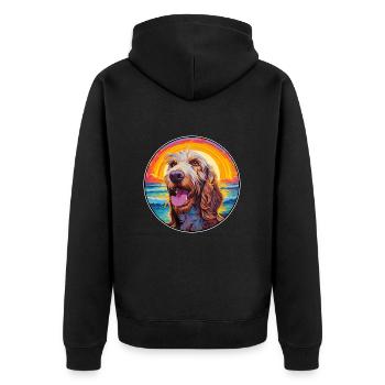 Spinone Italiano Dog Breed Colorful Cartoon Waterc - Unisex Premium Organic Zip Hoodie - black - Back - Nico (187cm)