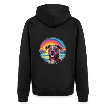 Staffordshire Bullterrier Hunderasse Bunter Wagen - Unisex Premium Bio Zip Hoodie - Schwarz - Hinten - Nico (187cm)