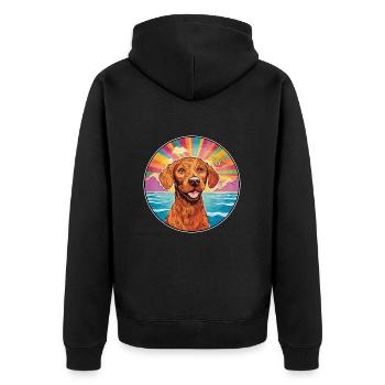 Vizsla à poil dur race de chien coloré dessin animé eau - Veste à capuche bio Premium Unisexe - noir - Dos - Nico (187cm)