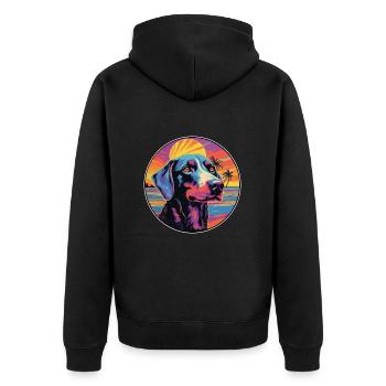 Yugoslavian Hound Dog Breed Colorful Cartoon Water - Unisex Premium Organic Zip Hoodie - black - Back - Nico (187cm)