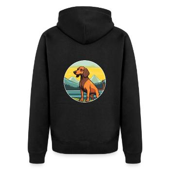 Alpine Dachsbracke Dog Breed Cartoon Kawaii Dog - Unisex Premium Organic Zip Hoodie - black - Back - Nico (187cm)