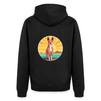 Basenji Dog Breed Cartoon Kawaii Clipart Dog Pet - Unisex Premium Organic Zip Hoodie - black - Back - Nico (187cm)