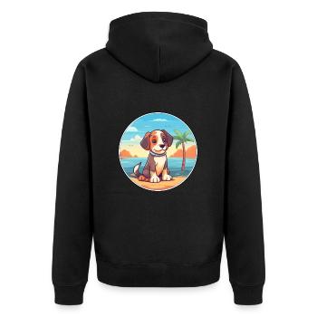 Aidi chien race dessin animé Kawaii Clipart aquarelle - Veste à capuche bio Premium Unisexe - noir - Dos - Nico (187cm)