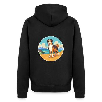 Berger basque chien race Cartoon Kawaii Clipart - Veste à capuche bio Premium Unisexe - noir - Dos - Nico (187cm)