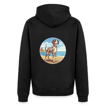 Amerikanischer Leopardenhund Hunderasse Cartoon Kawaii - Unisex Premium Bio Zip Hoodie - Schwarz - Hinten - Nico (187cm)