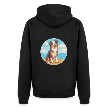 Berger australien race de chien de dessin animé Kawaii - Veste à capuche bio Premium Unisexe - noir - Dos - Nico (187cm)