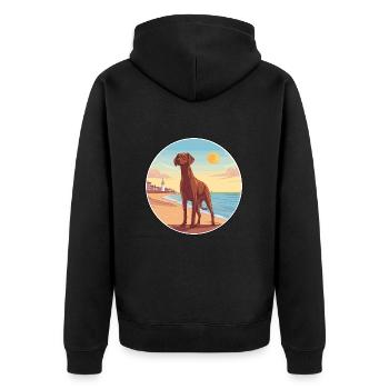 Belgian Pointer Dog Breed Cartoon Kawaii Clipart - Unisex Premium Organic Zip Hoodie - black - Back - Nico (187cm)
