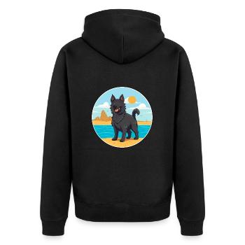 Chien de berger belge chien race Cartoon Kawaii Clipart - Veste à capuche bio Premium Unisexe - noir - Dos - Nico (187cm)