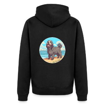 Bergamasco Schäferhund Rasse Cartoon Kawaii Hund - Unisex Premium Bio Zip Hoodie - Schwarz - Hinten - Nico (187cm)