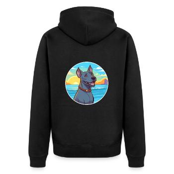 Blauer Thai Ridgeback Hund Rasse Cartoon Kawaii Hund - Unisex Premium Bio Zip Hoodie - Schwarz - Hinten - Nico (187cm)