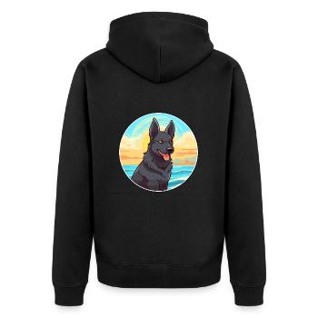Chien d’élan norvégien noir race de chien Cartoon Kawaii - Veste à capuche bio Premium Unisexe - noir - Dos - Nico (187cm)
