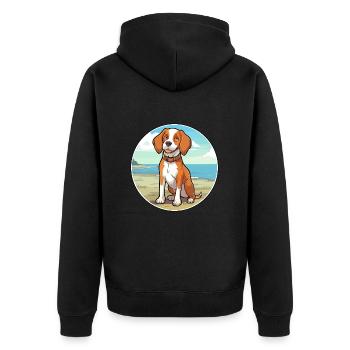 Bretagne chien race dessin animé kawaii clipart chien animal de compagnie - Veste à capuche bio Premium Unisexe - noir - Dos - Nico (187cm)