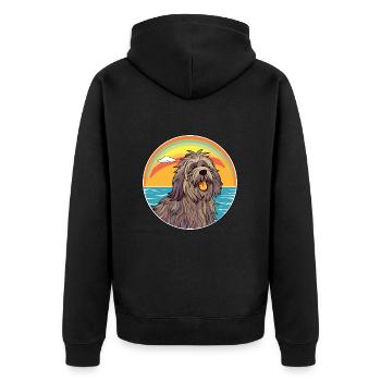 Bergamasco Hund Rasse Cartoon Kawaii Clipart Hund - Unisex Premium Bio Zip Hoodie - Schwarz - Hinten - Nico (187cm)
