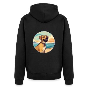 Black Mouth Cur Dog Breed Cartoon Kawaii Clipart - Unisex Premium Organic Zip Hoodie - black - Back - Nico (187cm)