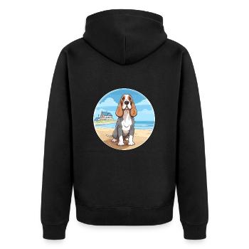 Blue Gascony Basset Dog Breed Cartoon Kawaii Dog - Unisex Premium Organic Zip Hoodie - black - Back - Nico (187cm)