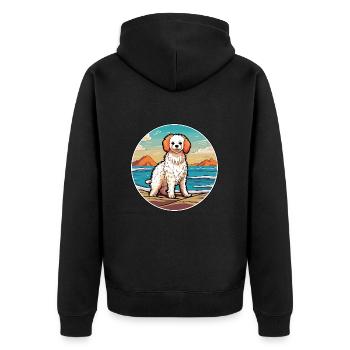 Bolognaise chien race dessin animé kawaii clipart chien animal de compagnie - Veste à capuche bio Premium Unisexe - noir - Dos - Nico (187cm)