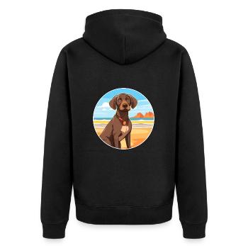 Burgos Pointer Dog Breed Cartoon Kawaii Clipart - Unisex Premium Organic Zip Hoodie - black - Back - Nico (187cm)
