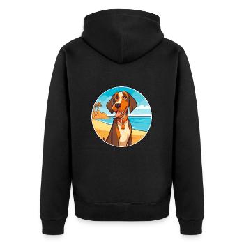 Cao De Castro Laboreiro Hunderasse Cartoon Kawaii - Unisex Premium Bio Zip Hoodie - Schwarz - Hinten - Nico (187cm)