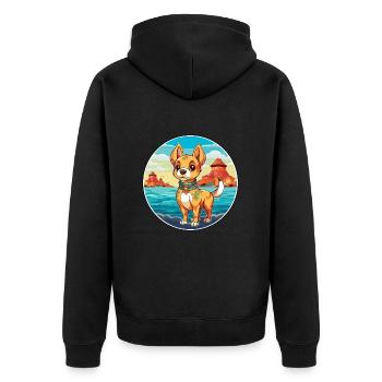 Chinese Imperial Dog Breed Cartoon Kawaii Clipart - Unisex Premium Organic Zip Hoodie - black - Back - Nico (187cm)