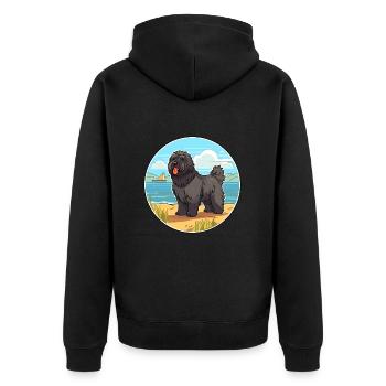 Bouvier Des Ardennes Hunderasse Cartoon Kawaii Hund - Unisex Premium Bio Zip Hoodie - Schwarz - Hinten - Nico (187cm)