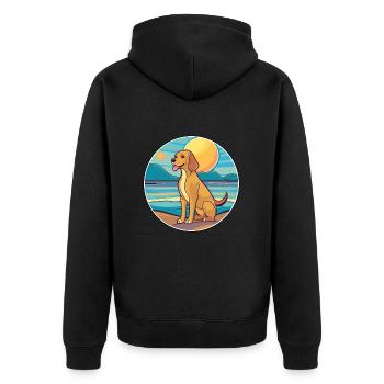 Braque Saint Germain Hunderasse Cartoon Kawaii Hund - Unisex Premium Bio Zip Hoodie - Schwarz - Hinten - Nico (187cm)
