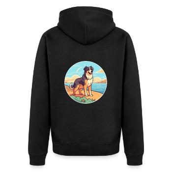 Bucovine chien de berger race Cartoon Kawaii Clipart - Veste à capuche bio Premium Unisexe - noir - Dos - Nico (187cm)