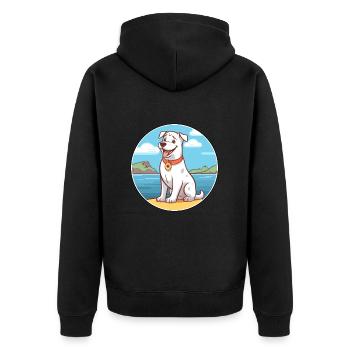 Kanadischer Labrador Husky Hunderasse Cartoon Kawaii - Unisex Premium Bio Zip Hoodie - Schwarz - Hinten - Nico (187cm)