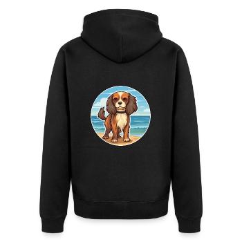 Cavalier Dog Breed Cartoon Kawaii Clipart Dog Pet - Unisex Premium Organic Zip Hoodie - black - Back - Nico (187cm)