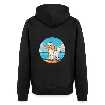 Corded Poodle Dog Breed Cartoon Kawaii Clipart Dog - Unisex Premium Organic Zip Hoodie - black - Back - Nico (187cm)