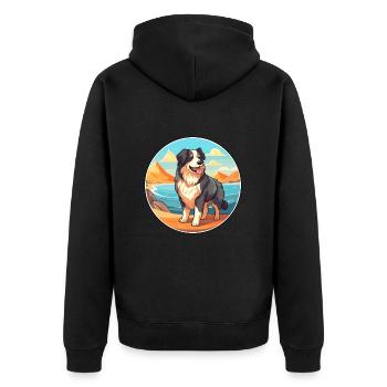 Karpaten-Schäferhund-Rasse-Cartoon-Kawaii-Hund - Unisex Premium Bio Zip Hoodie - Schwarz - Hinten - Nico (187cm)
