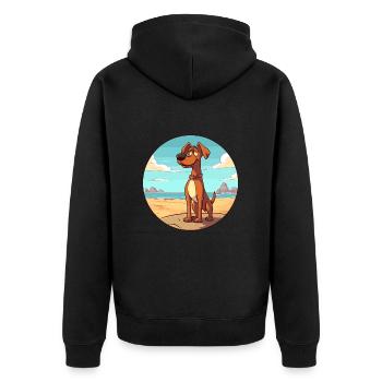 Cimarron Uruguayo Dog Breed Cartoon Kawaii Clipart - Unisex Premium Organic Zip Hoodie - black - Back - Nico (187cm)