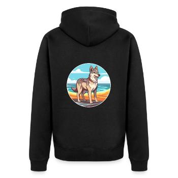Tchécoslovaque chien-loup chien race dessin animé kawaii - Veste à capuche bio Premium Unisexe - noir - Dos - Nico (187cm)