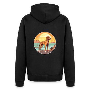 Cretan Hound Dog Breed Cartoon Kawaii Clipart Dog - Unisex Premium Organic Zip Hoodie - black - Back - Nico (187cm)