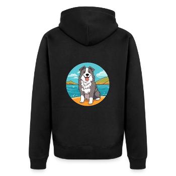 Chien de berger croate chien race Cartoon Kawaii Clipart - Veste à capuche bio Premium Unisexe - noir - Dos - Nico (187cm)