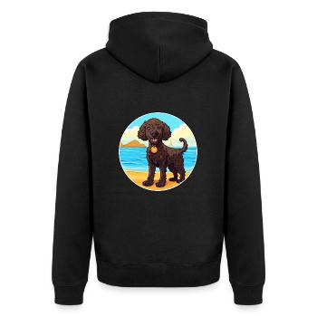 Curly Coated Retriever Dog Breed Cartoon Kawaii - Unisex Premium Organic Zip Hoodie - black - Back - Nico (187cm)
