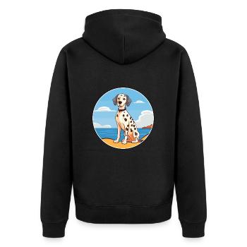 Dalmatiner Hund Rasse Cartoon Kawaii Clipart Hund Haustier - Unisex Premium Bio Zip Hoodie - Schwarz - Hinten - Nico (187cm)