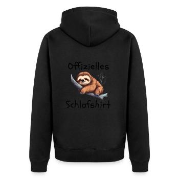 Offizielles Schlafshirt mit süßem Faultier - Unisex Premium Bio Zip Hoodie - Schwarz - Hinten - Nico (187cm)