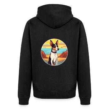 Decker Ratte Terrier Hunderasse Karikatur Kawaii Hund - Unisex Premium Bio Zip Hoodie - Schwarz - Hinten - Nico (187cm)