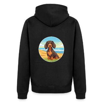 Dackel Hund Rasse Cartoon Kawaii Clipart Hund Haustier - Unisex Premium Bio Zip Hoodie - Schwarz - Hinten - Nico (187cm)