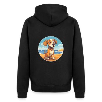 Drever Hund Rasse Cartoon Kawaii Clipart Aquarell - Unisex Premium Bio Zip Hoodie - Schwarz - Hinten - Nico (187cm)