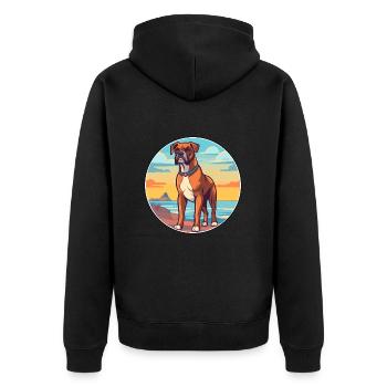 Chien allemand Boxer race Cartoon Kawaii Clipart chien - Veste à capuche bio Premium Unisexe - noir - Dos - Nico (187cm)