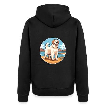 georgischer, schäferhund, rasse, cartoon, kawaii, clipart - Unisex Premium Bio Zip Hoodie - Schwarz - Hinten - Nico (187cm)