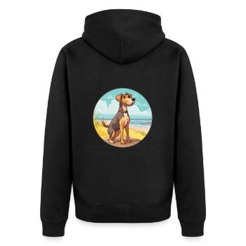 Chien de chasse allemand Terrier race Cartoon Kawaii - Veste à capuche bio Premium Unisexe - noir - Dos - Nico (187cm)
