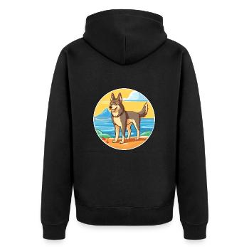 Chien-loup tchécoslovaque race chien dessin animé Kawaii chien - Veste à capuche bio Premium Unisexe - noir - Dos - Nico (187cm)