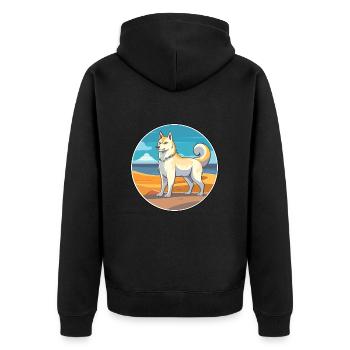 Sibérie orientale Laika chien race dessin animé Kawaii chien - Veste à capuche bio Premium Unisexe - noir - Dos - Nico (187cm)